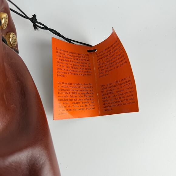 Marino Orlandi Genuine Leather Shoulder Tote Bag Reddish Brown Made in Italy NWT - Picture 6 of 10